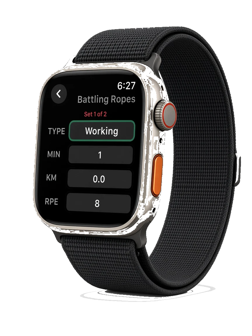 zRep on Apple Watch Ultra 3 logging Battling Ropes set details
